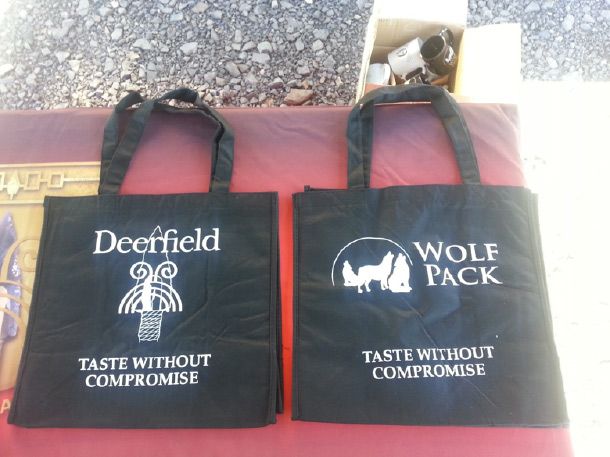 Deerfield and Wolfpack double sided reusable bags